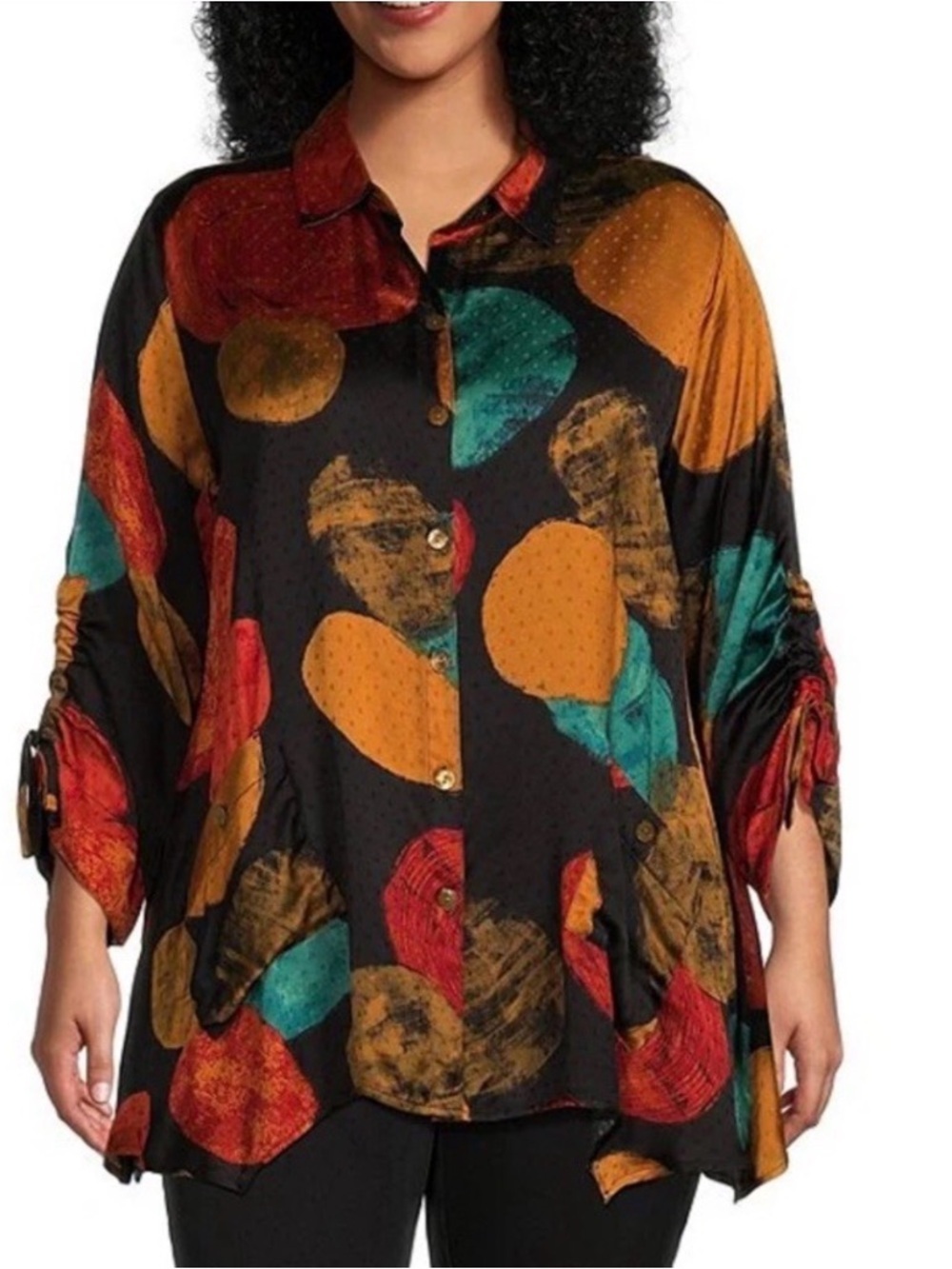 John Mark Abstract Geometric Dot Tunic Shirt medium lagenlook artsy art to wear